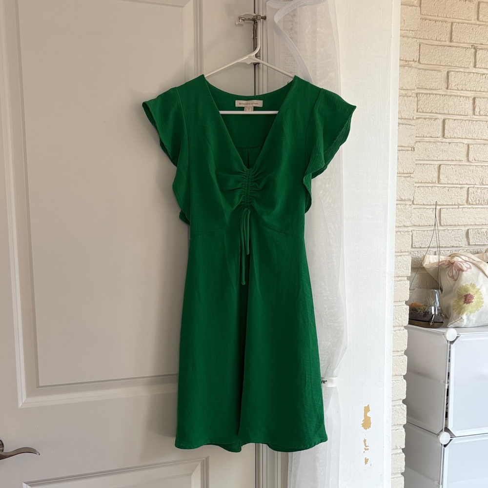 Green Mini Flutter Sleeve Dress